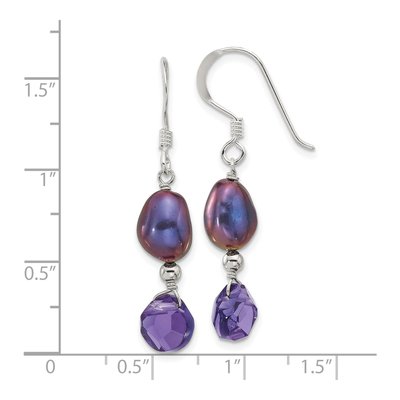 Sterling Silver Black Freshwater Cultured Pearl Dangle Earrings – view 4
