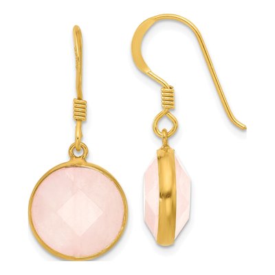 Gold-Plated Sterling Silver Quartz Dangle Earrings