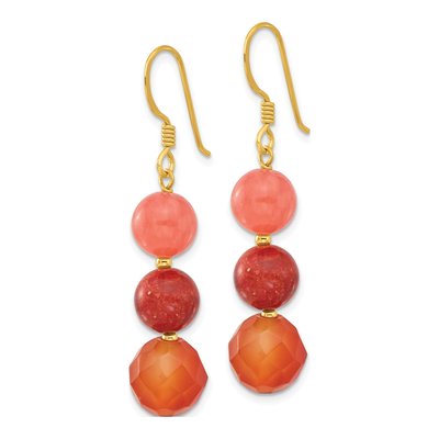 Gold-Plated Sterling Silver Carnelian Coral Dangle Earrings – view 3