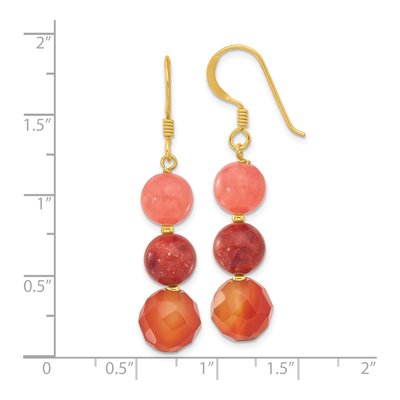 Gold-Plated Sterling Silver Carnelian Coral Dangle Earrings – view 5