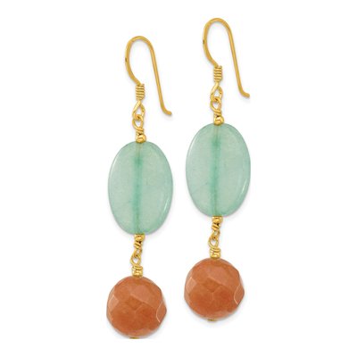 Gold-Plated Sterling Silver Red Aventurine Blue Quartz Dangle Earrings – view 3