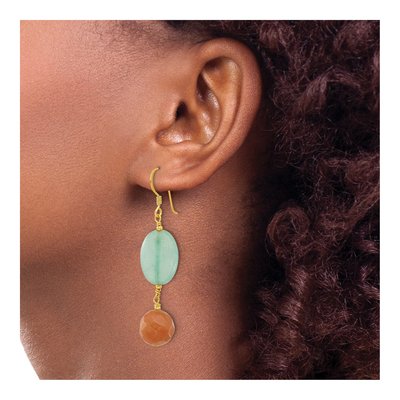 Gold-Plated Sterling Silver Red Aventurine Blue Quartz Dangle Earrings – view 4