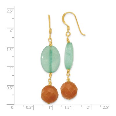 Gold-Plated Sterling Silver Red Aventurine Blue Quartz Dangle Earrings – view 5