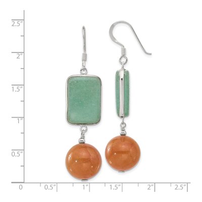 Sterling Silver Green Red Aventurine Dangle Earrings – view 5