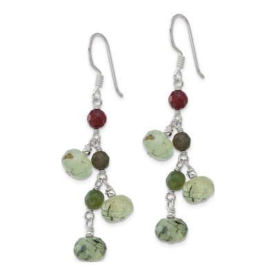 Sterling Silver Faceted Jasper Prehnite Dangle Earrings – view 3