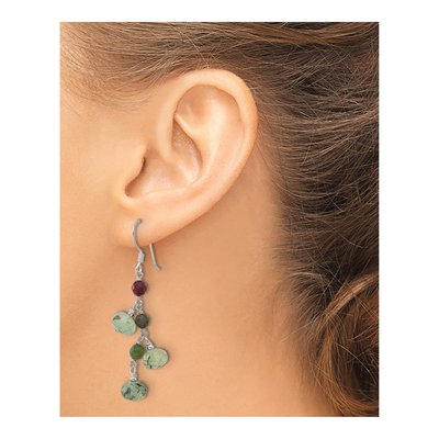 Sterling Silver Faceted Jasper Prehnite Dangle Earrings – view 4