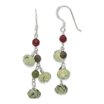 Sterling Silver Faceted Jasper Prehnite Dangle Earrings