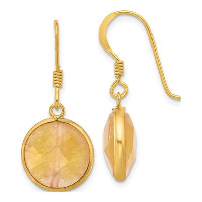Gold-Plated Sterling Silver Red Aventurine Dangle Earrings