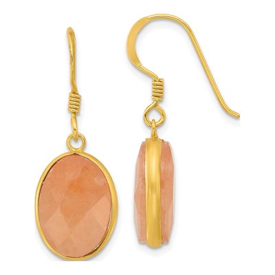 Gold-Plated Sterling Silver Red Aventurine Dangle Earrings