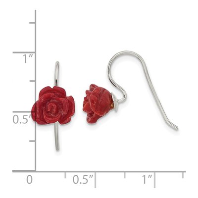 Sterling Silver Red Coral Dangle Earrings – view 5