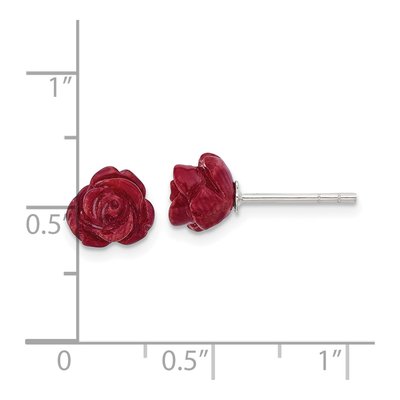 Sterling Silver Red Coral Stud Earrings – view 5