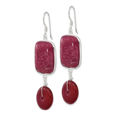 Sterling Silver Carnelian Red Jade Dangle Earrings – view 3