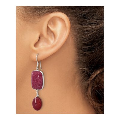 Sterling Silver Carnelian Red Jade Dangle Earrings – view 4