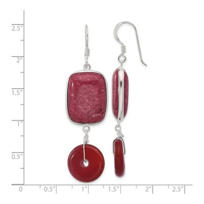 Sterling Silver Carnelian Red Jade Dangle Earrings – view 5