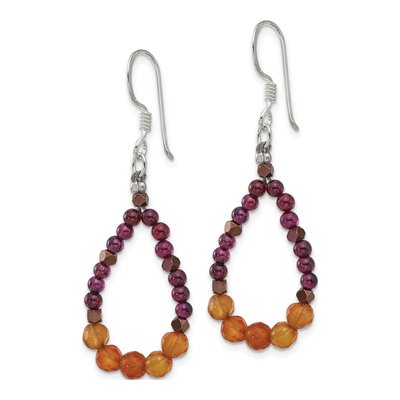 Sterling Silver Garnet Carnelian Dangle Earrings – view 3
