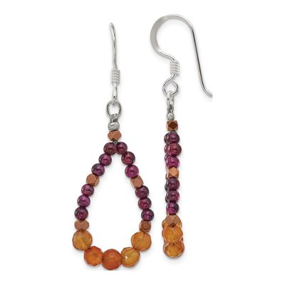 Sterling Silver Garnet Carnelian Dangle Earrings