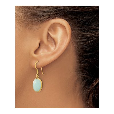 Gold-Plated Sterling Silver Amazonite Dangle Earrings – view 4