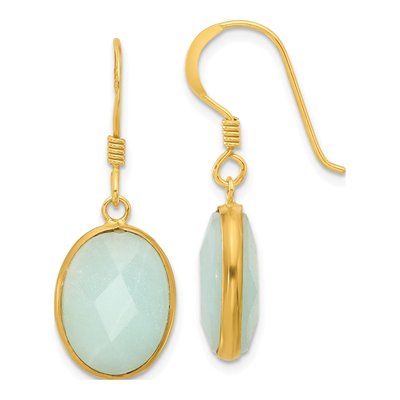Gold-Plated Sterling Silver Amazonite Dangle Earrings