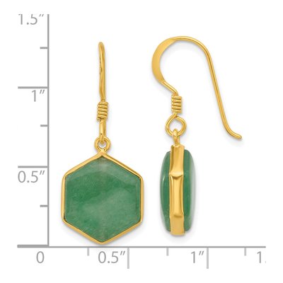 Gold-Plated Sterling Silver Aventurine Hexagon Dangle Earrings – view 5