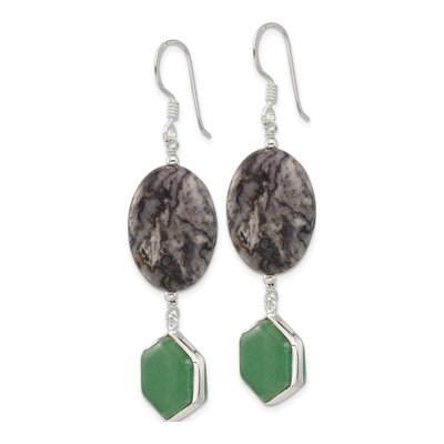 Sterling Silver Aventurine Leopard Jasper Dangle Earrings – view 3