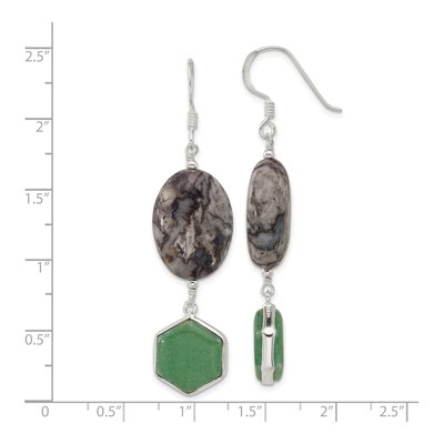 Sterling Silver Aventurine Leopard Jasper Dangle Earrings – view 5