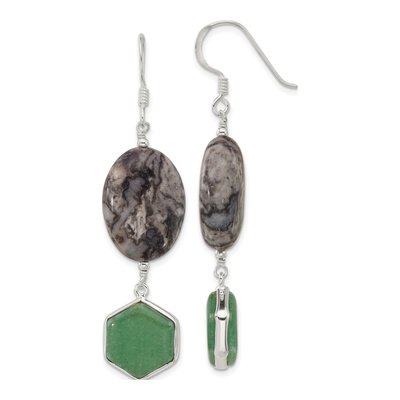 Sterling Silver Aventurine Leopard Jasper Dangle Earrings