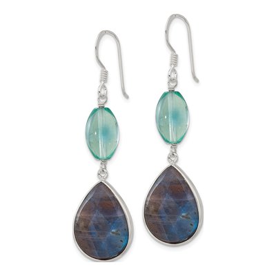 Sterling Silver Fluorite Labradorite Dangle Earrings – view 3