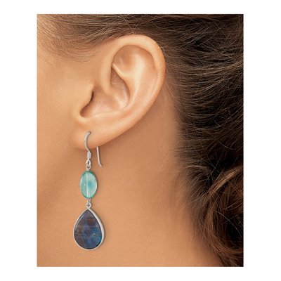 Sterling Silver Fluorite Labradorite Dangle Earrings – view 4