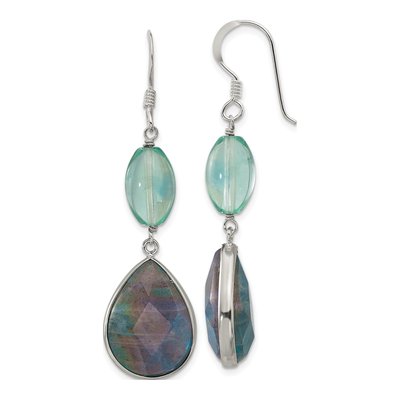 Sterling Silver Fluorite Labradorite Dangle Earrings