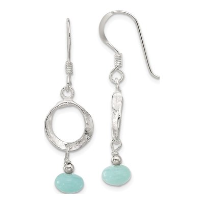 Sterling Silver Amazonite Circle Dangle Earrings