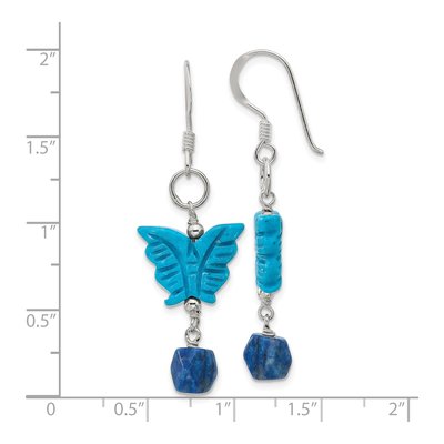 Sterling Silver Lapis Howlite Butterfly Dangle Earrings – view 5