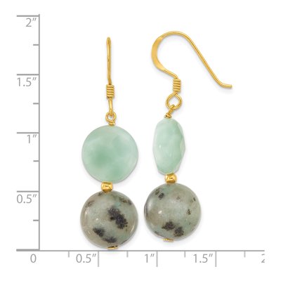 Gold-Plated Sterling Silver Amazonite Kiwi Jasper Dangle Earrings – view 5