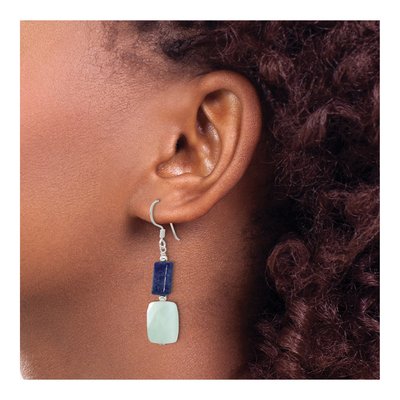 Sterling Silver Amazonite Lapis Dangle Earrings – view 4