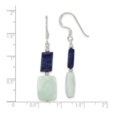 Sterling Silver Amazonite Lapis Dangle Earrings – view 5
