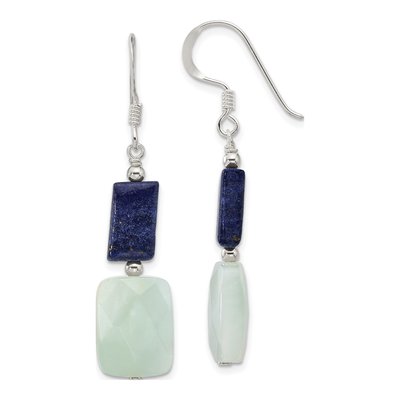 Sterling Silver Amazonite Lapis Dangle Earrings