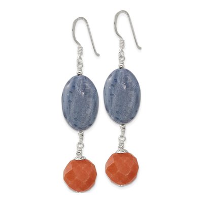 Sterling Silver Red Aventurine Denim Coral Dangle Earrings – view 3
