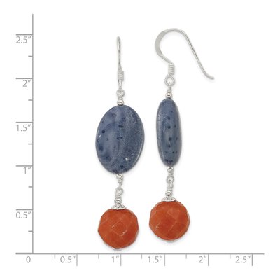Sterling Silver Red Aventurine Denim Coral Dangle Earrings – view 5