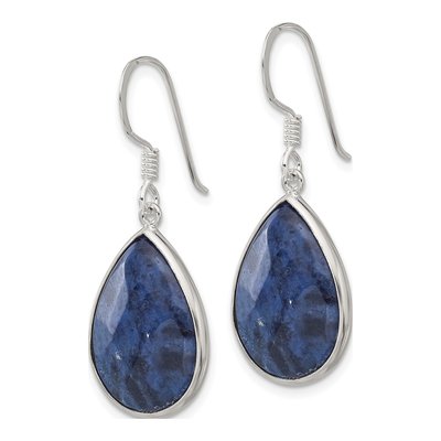 Sterling Silver Lapis Teardrop Dangle Earrings – view 3