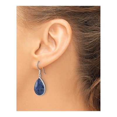 Sterling Silver Lapis Teardrop Dangle Earrings – view 4