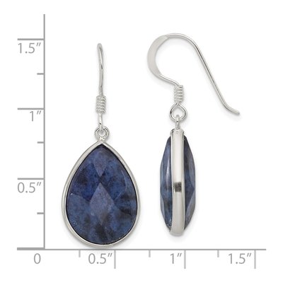 Sterling Silver Lapis Teardrop Dangle Earrings – view 5