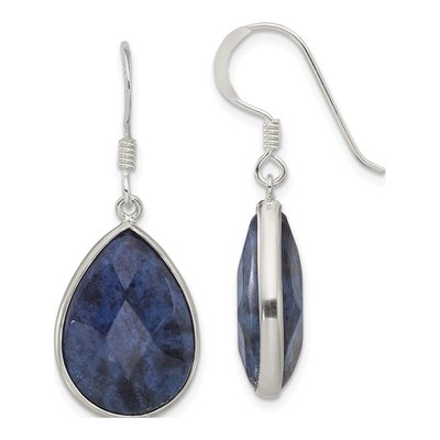 Sterling Silver Lapis Teardrop Dangle Earrings