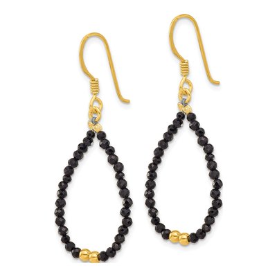 Gold-Plated Sterling Silver Black Spinel Dangle Earrings – view 3