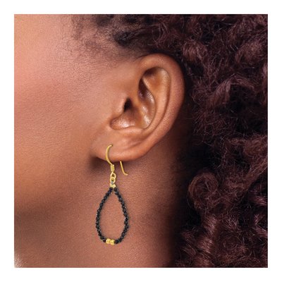 Gold-Plated Sterling Silver Black Spinel Dangle Earrings – view 4