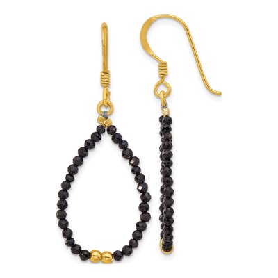 Gold-Plated Sterling Silver Black Spinel Dangle Earrings