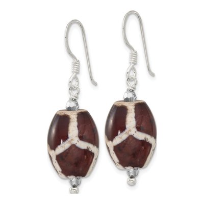 Sterling Silver Agate & Crystal Dangle Earrings – view 3