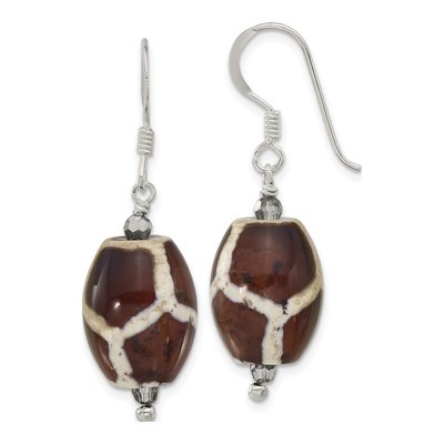 Sterling Silver Agate & Crystal Dangle Earrings