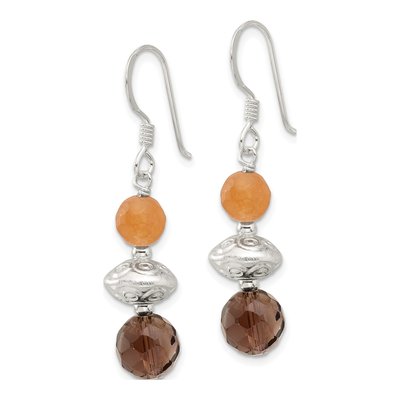 Sterling Silver Smoky Quartz Aventurine Dangle Earrings – view 3