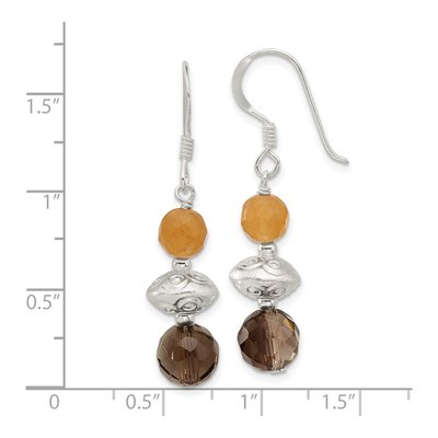Sterling Silver Smoky Quartz Aventurine Dangle Earrings – view 5