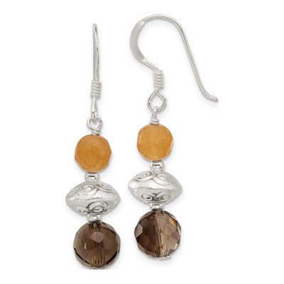 Sterling Silver Smoky Quartz Aventurine Dangle Earrings