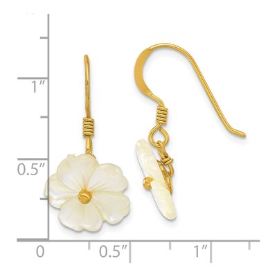 Gold-Plated Sterling Silver Mother of Pearl Flower Dangle Earrings – view 4